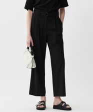【オンワード】 ICB L（大きいサイズ）>パンツ 【先行予約・接触冷感・UVカット・洗える】 T/Rドライリネン ワイドストレートパンツ ブラック 46 レディース