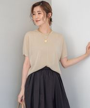 【オンワード】 23区 S（小さいサイズ）>トップス 【洗える】クリスピーシアールレックス フレンチスリーブ プルオーバー ベージュ 32 レディース