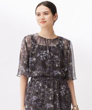 【オンワード】 自由区 S（小さいサイズ）>トップス 【セットアップ対応・洗える】ボタニカルフラワープリント ブラウス セピア 32 レディース