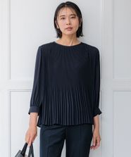 【オンワード】 23区>トップス 【洗える】ライトバックサテンアムンゼン プリーツ ブラウス ネイビー 38 レディース