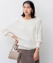 【オンワード】 23区 L（大きいサイズ）>トップス 【洗える】セミウーステッド ケーブル ニット アイボリー 46 レディース