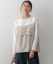 【オンワード】 23区 L（大きいサイズ）>トップス 【洗える】ウールライクビスチェコンビ デザイン カットソー ベージュ 48 レディース
