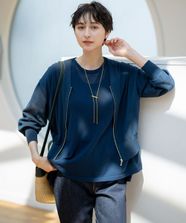 【オンワード】 23区 S（小さいサイズ）>ジャケット/アウター 【洗える】ライトシアーニット ブルゾン ダークブルー 32 レディース