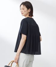 【オンワード】 J.PRESS LADIES S（小さいサイズ）>トップス 【洗える】コットンスムース バック プリーツ カットソー ネイビー S レディース