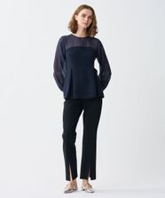 【オンワード】 uncrave>パンツ 【UVカット・接触冷感・洗濯機洗い可】ダブルフェイスジャージー スリットパンツ ブラック 1 レディース