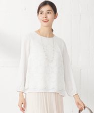 【オンワード】 any SiS>トップス 【洗える】レイヤードレース ブラウス オフ 2 レディース