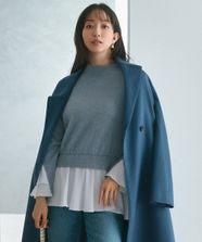 【オンワード】 23区 L（大きいサイズ）>トップス 【23区×Oggiコラボ】フレアサテンコンビ ラメニット サックスブルー 46 レディース