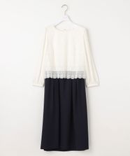 【オンワード】 any SiS>ワンピース 【洗える】レースコンビバックサテン ワンピース ネイビー 3 レディース