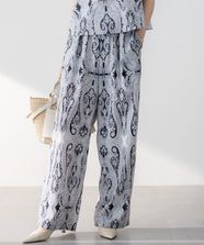 【オンワード】 23区 L（大きいサイズ）>パンツ 【洗える】Rattiドローイングペイズリープリント ワイド パンツ ブラックプリント 48 レディース