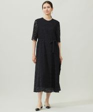 【オンワード】 自由区 L（大きいサイズ）>ワンピース 【洗える】フラワーリーフコードレース ワンピース ブラック 46 レディース
