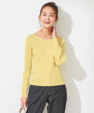 【オンワード】 any SiS L（大きいサイズ）>トップス 【洗える】キュウシンRIB ニット ライトイエロー 4 レディース