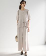 【オンワード】 組曲>パンツ 【WEB限定・接触冷感・UVカット・吸水速乾】ジョーゼットジャージーワイド パンツ ベージュ 2 レディース