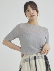 【fifth/フィフス】五分袖シアーラメニット