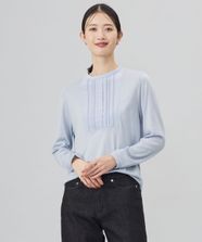 【オンワード】 J.PRESS LADIES>トップス ウォッシャブルウール タック ドットレース カットソー サックスブルー M レディース