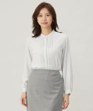 【オンワード】 J.PRESS LADIES>トップス 【洗える】ヌーディスバックサテン タックプリーツ ブラウス グレージュ F レディース