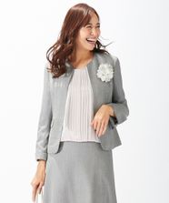 【オンワード】 J.PRESS LADIES S（小さいサイズ）>ジャケット/アウター シルクレーヨンスーティング ノーカラージャケット グレー P7 レディース