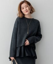 【オンワード】 23区 L（大きいサイズ）>トップス 【Oggi2月号掲載/洗える】カシミヤブレンド クロップド ニット グレー 44 レディース