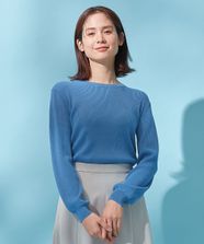 【オンワード】 any FAM>トップス 【洗濯機可能】パフスリーブリブニット ブルー F レディース