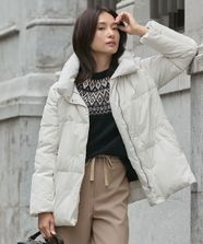【オンワード】 J.PRESS LADIES S（小さいサイズ）>ジャケット/アウター 【洗える】ブラッシュドマルチポリ ショート ダウンコート アイボリー P5 レディース