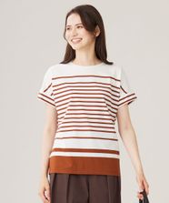 【オンワード】 自由区>トップス 【洗える】ハイカウントボーダー カットソー オフ×コッパー 38 レディース