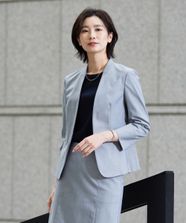 【オンワード】 J.PRESS LADIES>ジャケット/アウター 【セットアップ対応・洗える・撥水・防汚】コットンFITTYシャーク ノーカラー ジャケット ライトグレー 13 レディース
