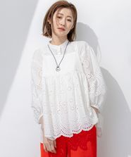 【オンワード】 23区 L（大きいサイズ）>トップス 【洗える】コットンエンブロイダリー キャミソール ホワイト 44 レディース