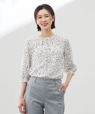 【オンワード】 J.PRESS LADIES>トップス 【洗える】スパンローンフラワープリント クルーネック ブラウス オフベース 11 レディース