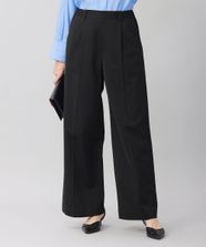 【オンワード】 自由区 S（小さいサイズ）>パンツ 【洗える】ライトフィールジャージータックワイド パンツ ブラック 32 レディース