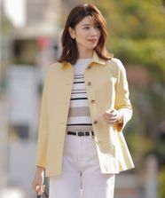 【オンワード】 J.PRESS LADIES S（小さいサイズ）>ジャケット/アウター 【撥水・WEB限定カラーあり】コットンポリエステル ツイル ショート コート イエロー P5 レディース