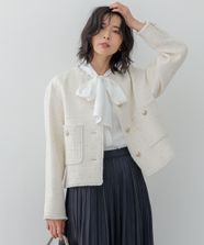 【オンワード】 23区>ジャケット/アウター 【滝沢眞規子さん着用】GIOLICA ボタン ツイード ジャケット アイボリー×ゴールド 38 レディース