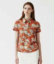 【オンワード】 23区GOLF>トップス 【WOMEN】【吸水速乾/UVケア】STUDIO FIGLIO アロハ総柄 半袖 ポロシャツ オレンジ 0 レディース