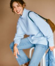 【オンワード】 23区 L（大きいサイズ）>トップス 【杏さんセレクトカラー】カシミヤブレンド ハイネック ニット サックスブルー 46 レディース