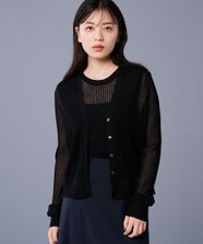 【オンワード】 uncrave>トップス 【手洗い可】シアー リブ ニット カーディガン（uncrave STANDARD） ブラック 1 レディース
