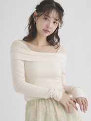 【fifth/フィフス】オフショルチュールドッキングトップス