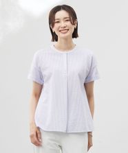 【オンワード】 J.PRESS LADIES L（大きいサイズ）>トップス 【洗える・抗菌防臭・吸水速乾】サッカージャージー フレンチスリーブ カットソー オフ×ラベンダー T13 レディース