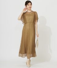 【オンワード】 any SiS>ワンピース 【洗える】ストライプレーシー ドレス マスタード 1 レディース
