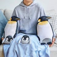 YOU+MORE! ヒナがひょっこりのぞく コウテイペンギン親子ブランケットクッション【送料無料】