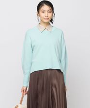 【オンワード】 組曲>トップス 【8色展開・手洗い可】ウールカシミヤミックス Vネックニット 【WEB限定】サックスブルー 2 レディース