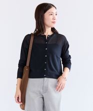 【オンワード】 UNFILO>トップス 【接触冷感/洗える】フロスティコットン クロップド カーディガン ブラック M レディース