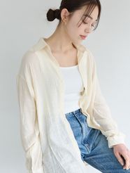 【fifth/フィフス】バックボタンシアーシャツ