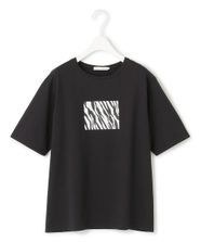 【オンワード】 ICB L（大きいサイズ）>トップス 【接触冷感・UVケア・洗える】ゼブラ柄 TEE ブラック L レディース