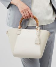 【オンワード】 J.PRESS LADIES>バッグ 2wayバンブーバッグ グレージュ×オフ F レディース