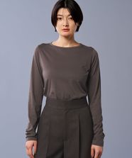 【オンワード】 uncrave>トップス アルビニスタシフォン ボートネック カットソー（uncrave STANDARD） チャコールブラウン 1 レディース
