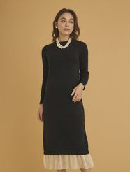 【fifth/フィフス】裾シフォンニットワンピース