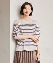 【オンワード】 J.PRESS LADIES S（小さいサイズ）>トップス バスクボーダー カットソー ライトグレー S レディース