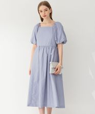 【オンワード】 23区>ワンピース 【APPLAUDIR】スクエアネックタフタ ドレス サックスブルー 38 レディース
