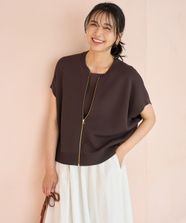 【オンワード】 UNFILO>トップス 【接触冷感/UVカット】スゴ機能美ニット スリーブレスブルゾン ブラウン S レディース