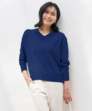 【オンワード】 UNFILO>トップス 【抗菌防臭/UVケア】マイビューティ Vネック ニット ダルブルー S レディース