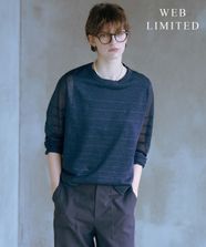 【オンワード】 J.PRESS LADIES L（大きいサイズ）>トップス 【WEB限定・洗える】Vis/Peスパーク シアー ボーダー ニット ダルブルー×ダルブルー T15 レディース