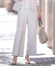 【オンワード】 J.PRESS LADIES L（大きいサイズ）>パンツ 【セットアップ対応・洗える・UVケア・速乾】 OXIJEWELストレッチ セミワイド パンツ シルバー T15 レディース